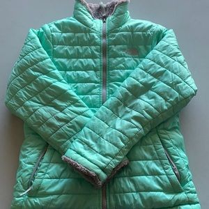 reversible girls north face fuzzy winter coat